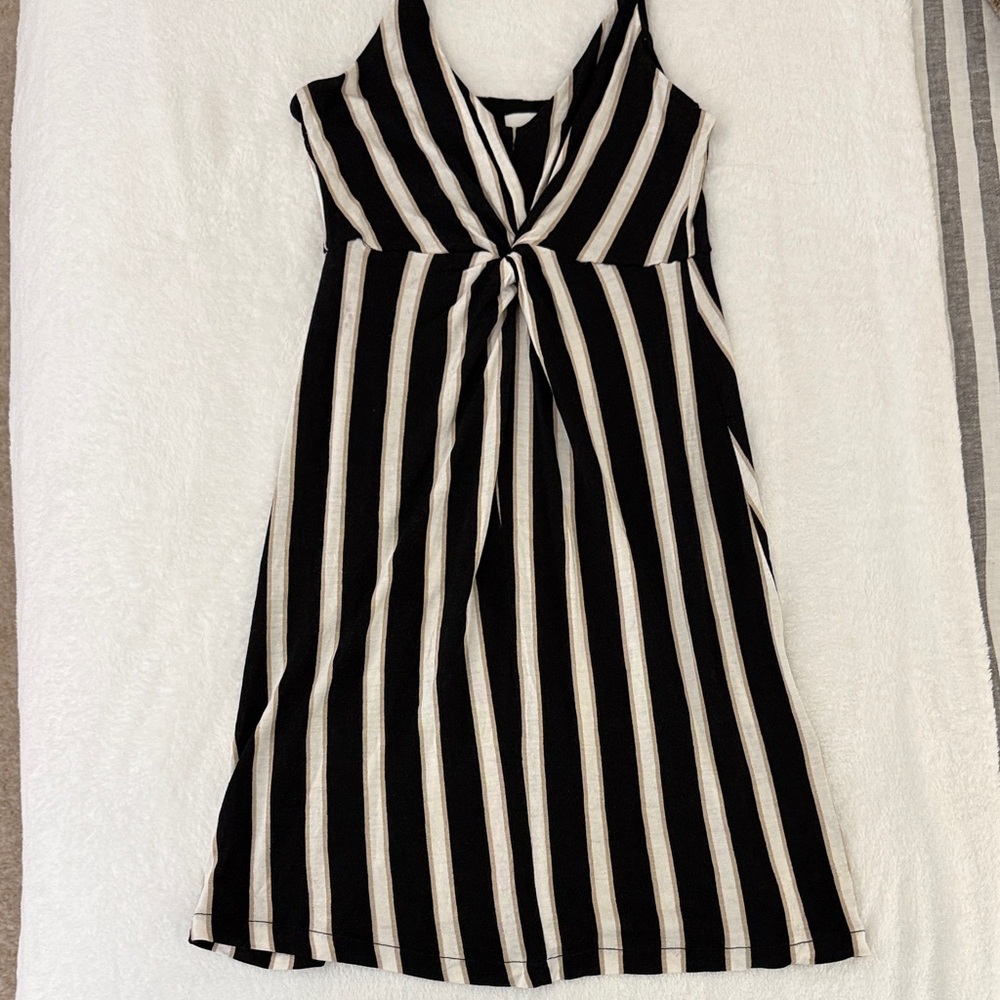 H&M Black and White Striped Midi Dress